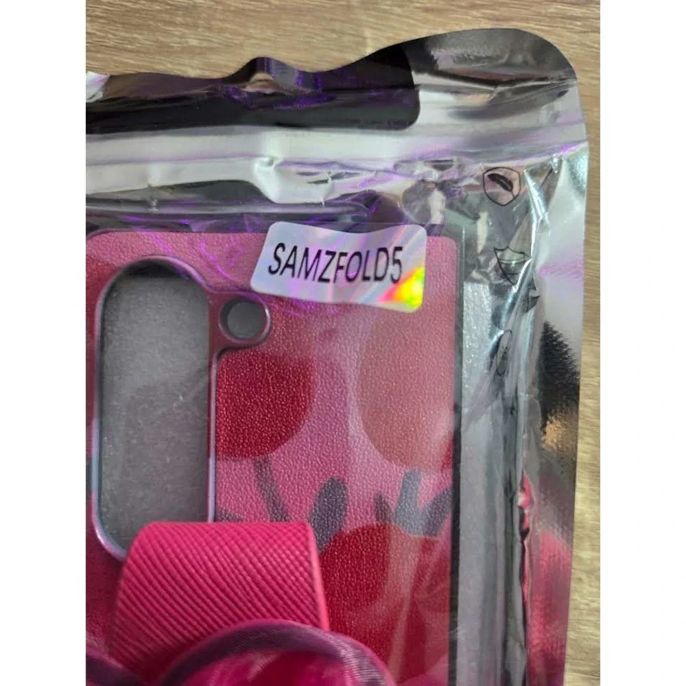 Samsung Galaxy Z Fold 5 Case Hot Pink 3D Flower Hand Strap Fash. Cover SAMZFOLD5